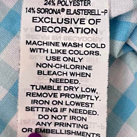 Girls Size Small/Petite Size 8 Blue/White Checkered Button Down - Picture 5 of 9